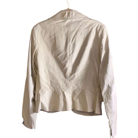 Max Mara Jacket Women’s Matte Off White Leather Jacket Size 14 So soft. - Picture 2 of 12